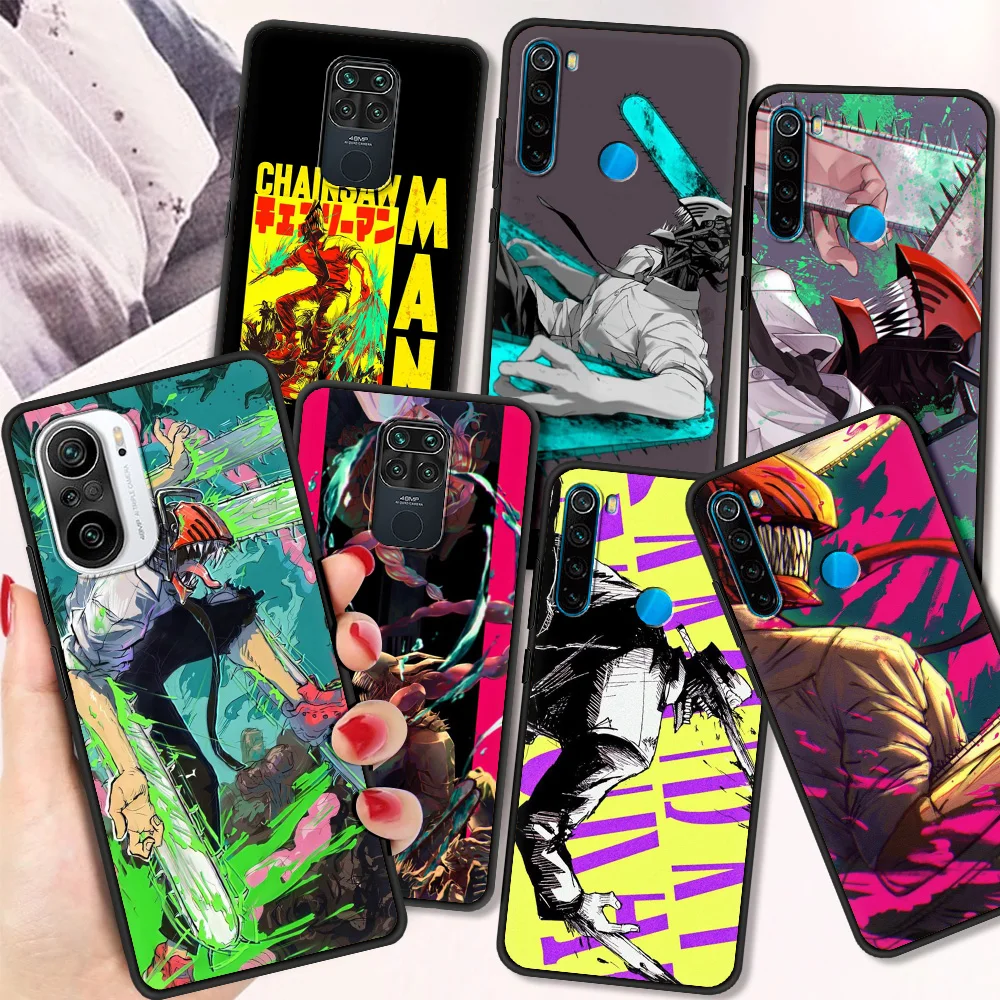 

Anime Chainsaw Man Fundas Shockproof Case For Redmi Note 10 9 9s 8 8T 7 Pro Black Soft Cover For Redmi 9A 9C 8 8A Shell Silicone