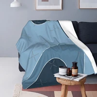 blue wavy design blanket bedspread bed plaid throw towel beach double blanket home textile luxury