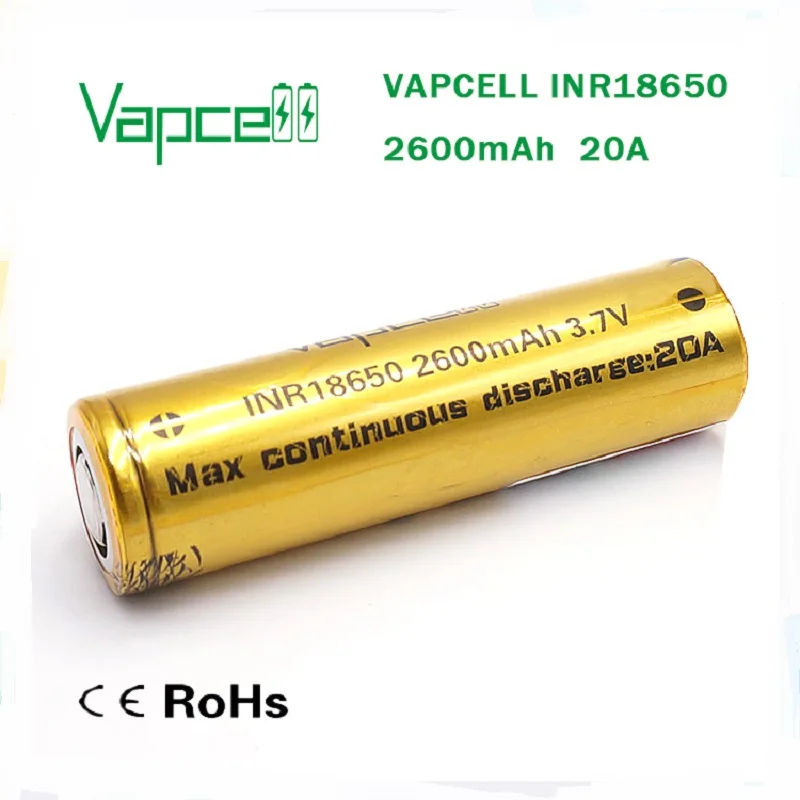 Оригинальный Vapcell 18650 2600 мАч 20A литий ионный аккумулятор 3 7 В с защитой от помех для