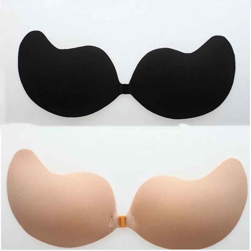 Women self-adhesive unlined Sexy Lady Invisible Silicone V shape Strapless Bra Push UP Bust free shipping 90 pcs/lot 225 USD