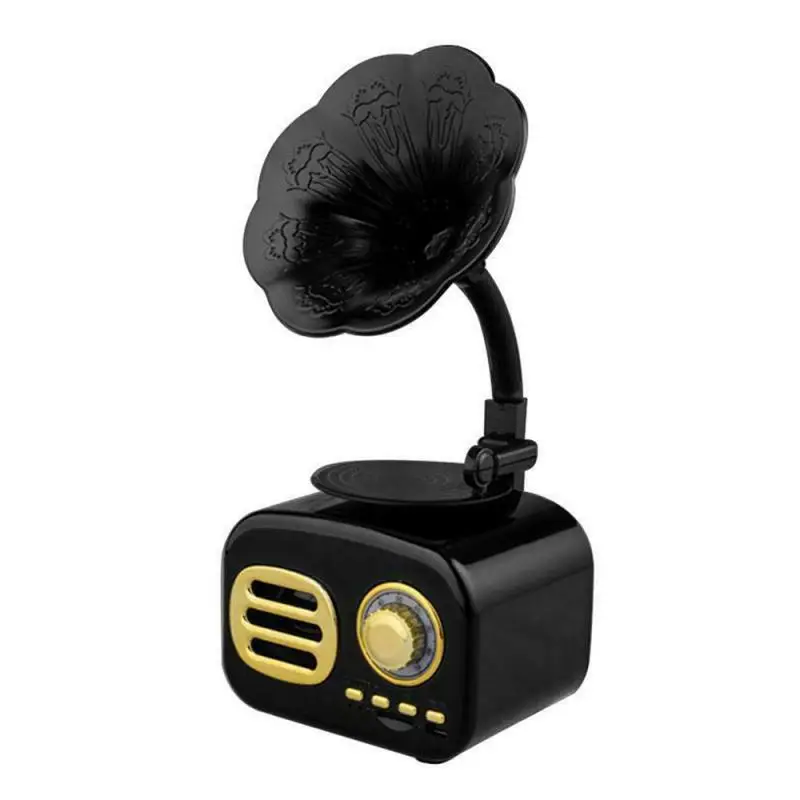 

New Portable Phonograph Bluetooth Wireless Speaker Better Bass Bluetooth Range Retro Wood Portable Mini Bluetooth Speaker