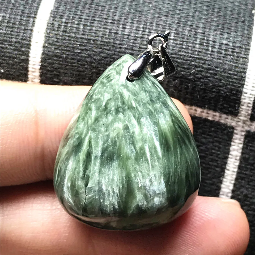 Ожерелье с подвеской из натурального зеленого серафинита для женщин и мужчин