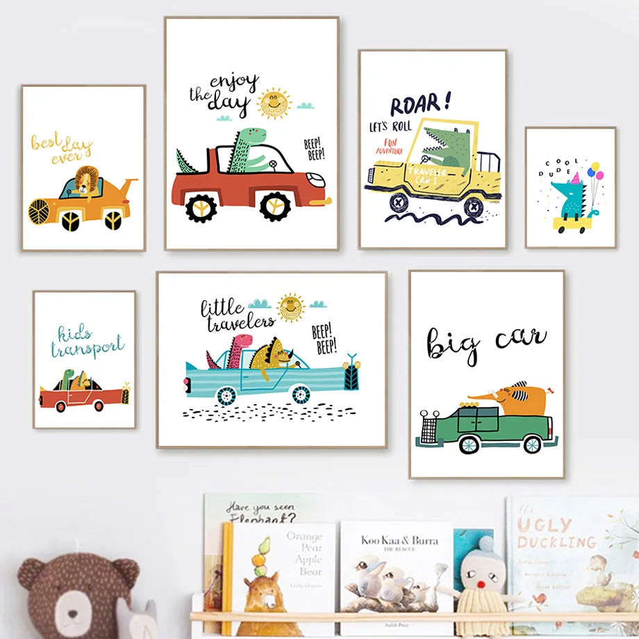 

Скандинавская Картина на холсте абстрактный динозавр слон лев крокодил автомобиль настенные художественные плакаты и оформление интерьер...