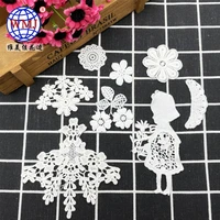 50pcslot cotton white lace embroidery girl flower clothing decoration sewing accessories craft diy iron heat transfer applique