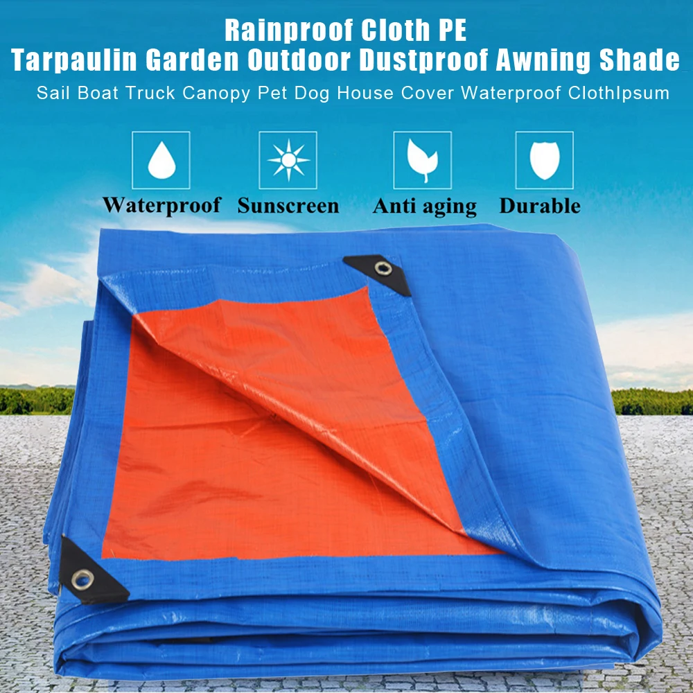 

PE Tarpaulin Rainproof Cloth Waterproof Shading Cloth Pet House Cover Outdoor Garden Plants Shed Sail Boat Truck Canopy