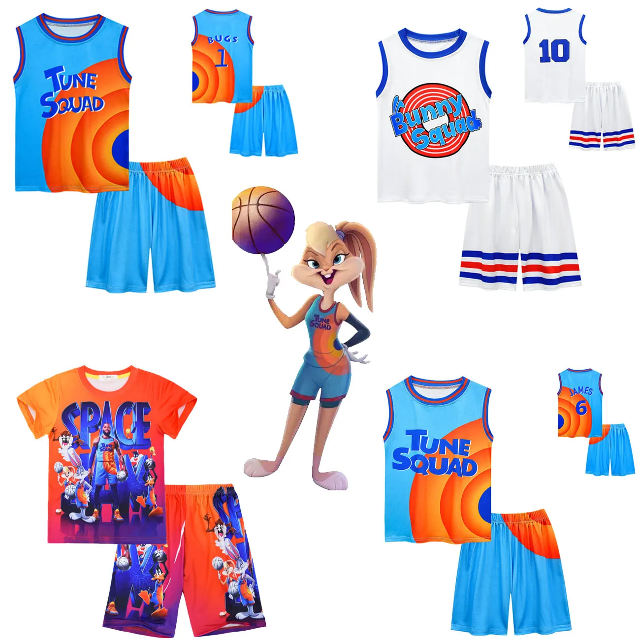 Movie Cosplay Costumes Space-Jam Tune-Squad #23 #1 BUGS #10 LOLA #22 Murray  Bunny Children Kid Basketball Jersey Stitched Number - AliExpress