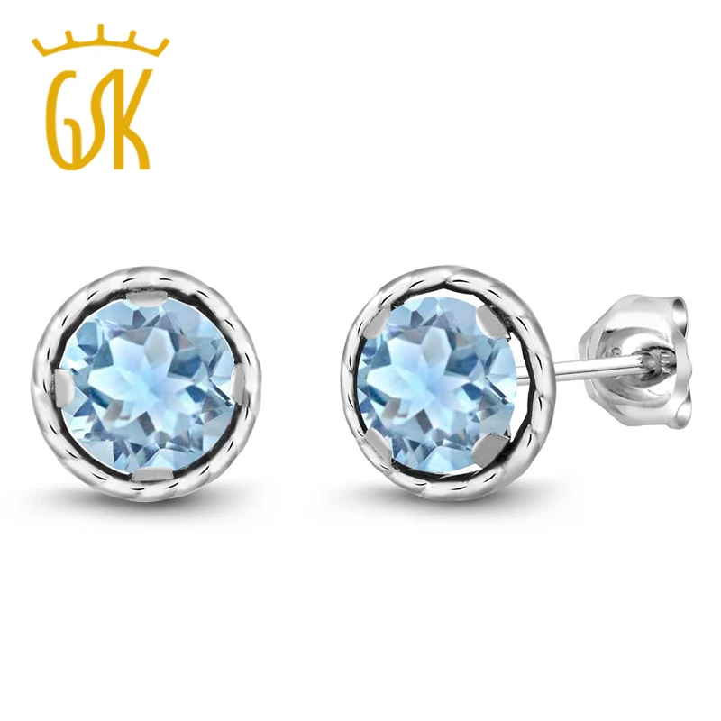 1 50 карат круглые 6 мм небесно-голубые аквамариновые 925 пробы серебряные