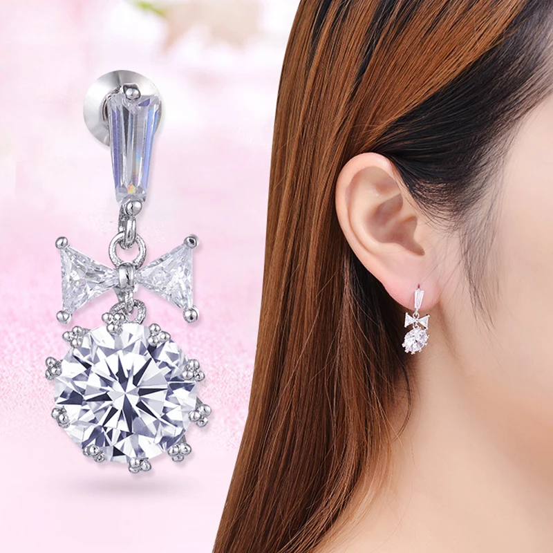 Серьги с австрийскими кристаллами и искусственными камнями изысканный бант