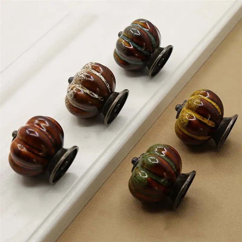 6 шт керамические ручки Тыква дизайн ящика дверные для мебели шкафа|Ручки шкафов|