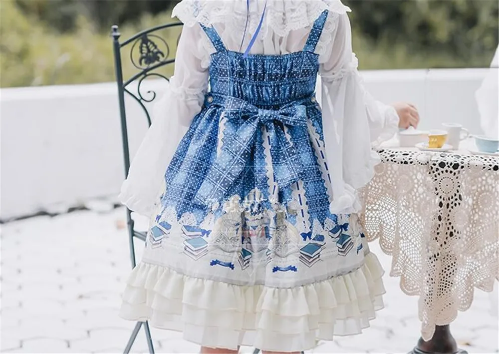Детское Кружевное Платье До Колена без рукавов в японском стиле|Платья стиле