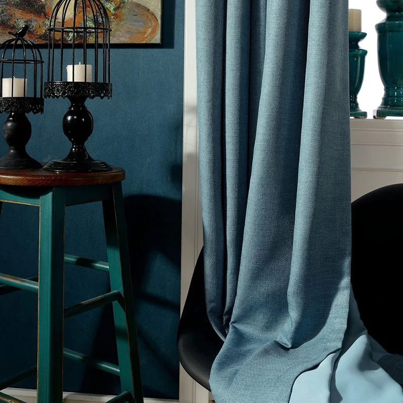 

Coarse Linen and Linen Environmentally Curtains for Living Dining Room Bedroom Pure Pigment Color Modern Minimalist Curtains