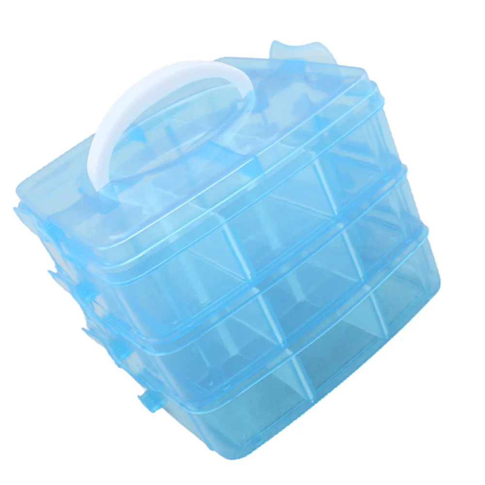 

1Pc Three Layer Detachable Storage Box Jewelry Storage Organizer Blue