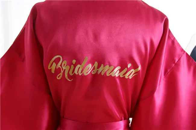 Rose Red Bridesmaid Шелковый Атласный Свадебный халат для невесты, Одноцветный халат, Короткое Кимоно, ночной халат, модный халат для женщин - Цвет: Rose Red Bridesmaid