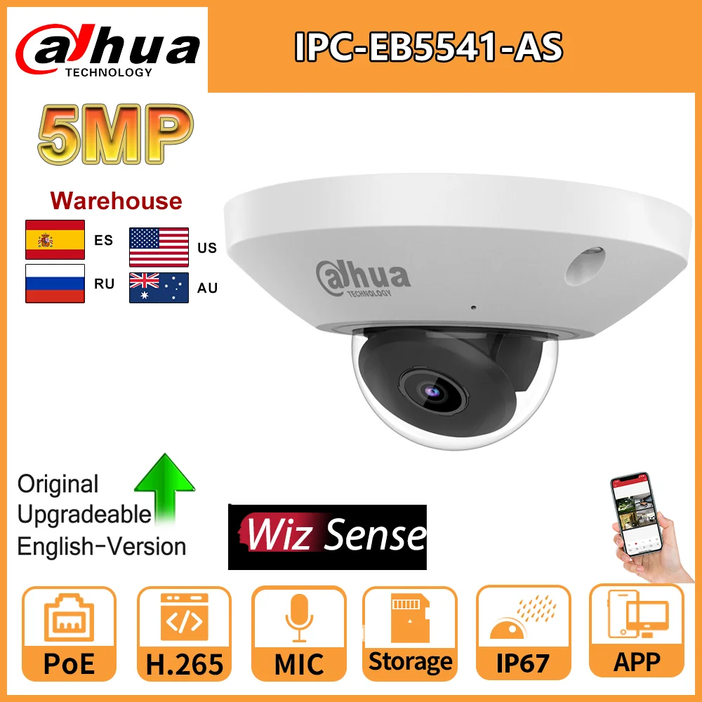 

Сетевая IP-камера Dahua, 5 МП, WizMind, рыбий глаз, PoE, быстрое наблюдение на 360 °, встроенный микрофон, подсчет людей, тепловая карта IP67 H.265 +