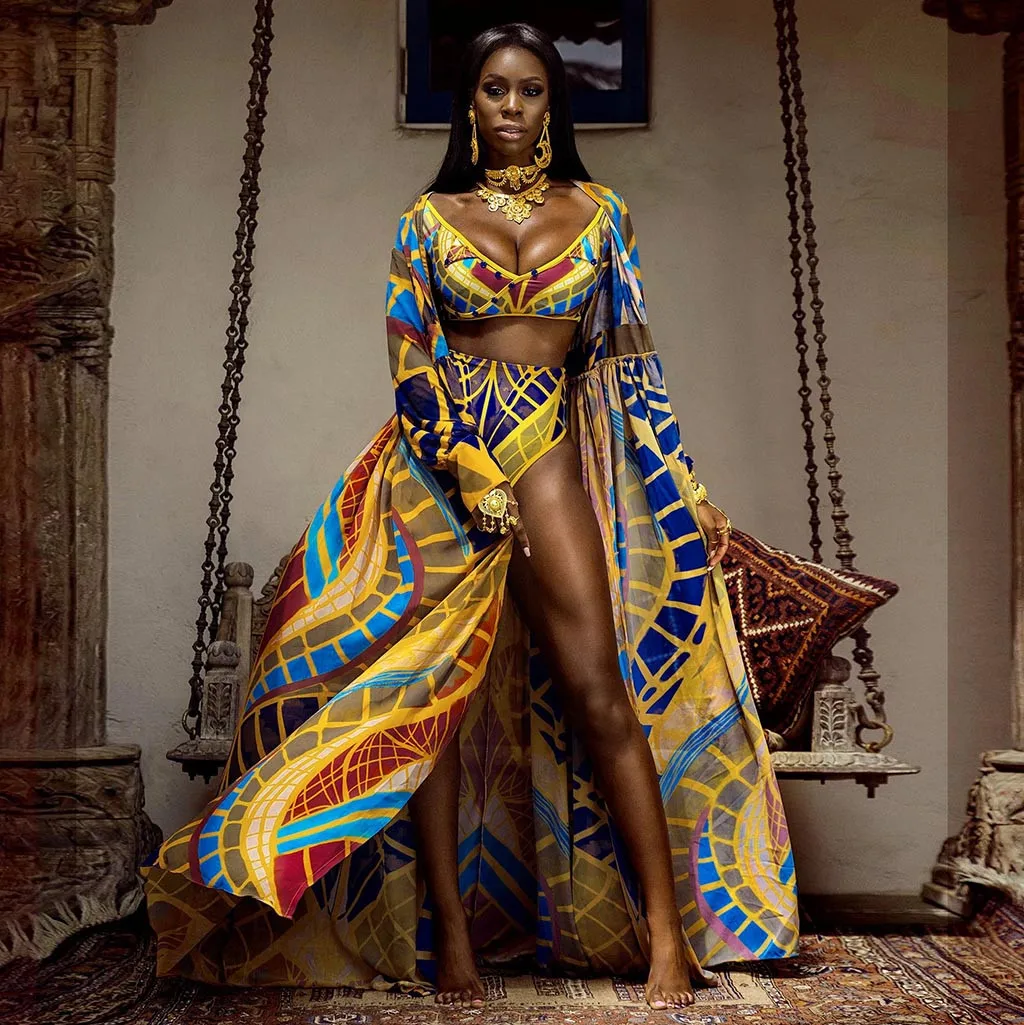 Бикини с Африканским принтом 2020 женский купальник пляжный купальный костюм