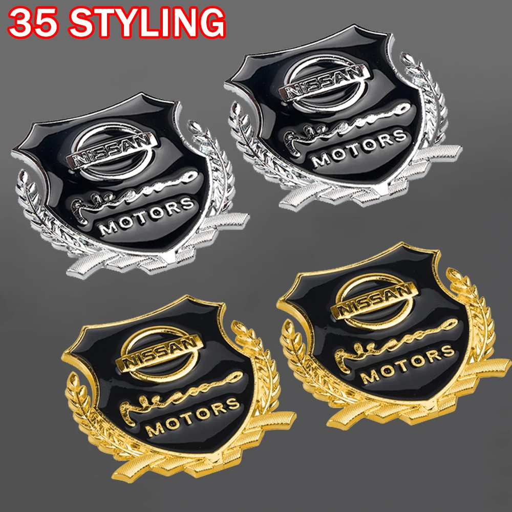 

Car Styling 3D Metal Body Fender Decor Stickers for Nissan Qashqai Nismo Tiida Teana Micra NOTE X-trail Juke Leaf Badge Emblem