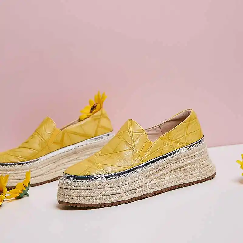 Туфли Krazing pot женские из овечьей кожи на толстой подошве с круглым носком