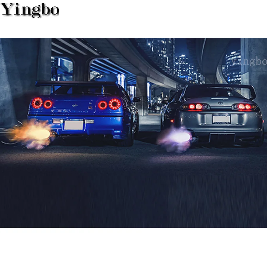 5D алмазная живопись Набор для вышивки крестиком GTR R34 VS Supra вышивка Алмазная