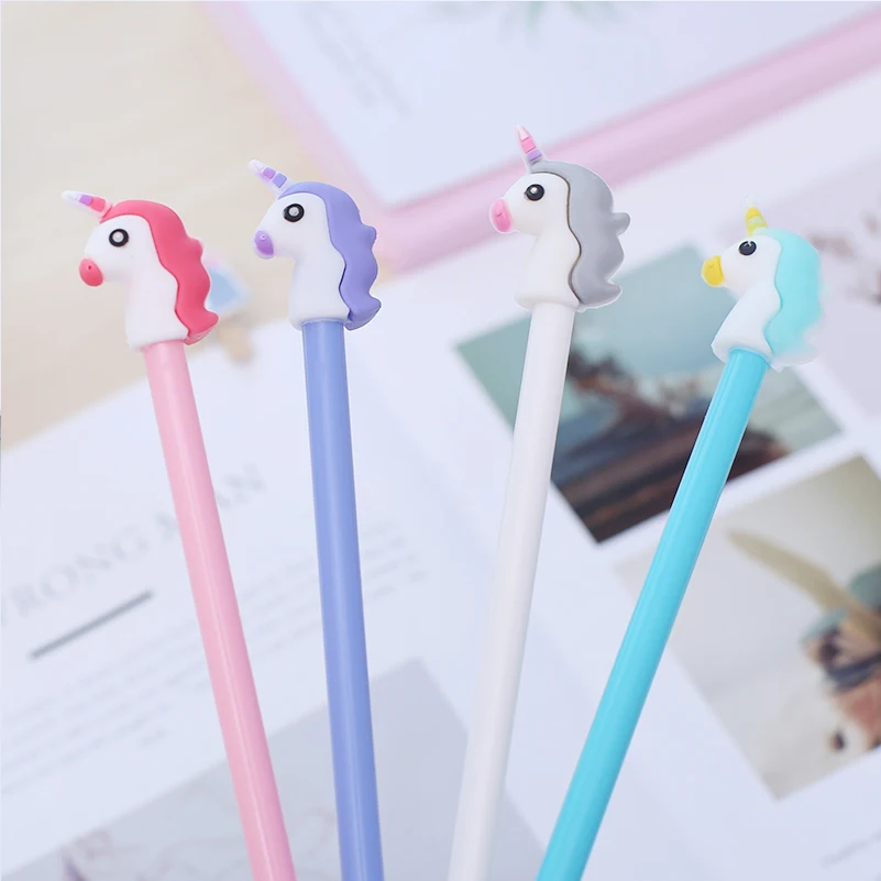 24 шт./компл. Новинка классные милые гелевые ручки с единорогом забавные рандомные