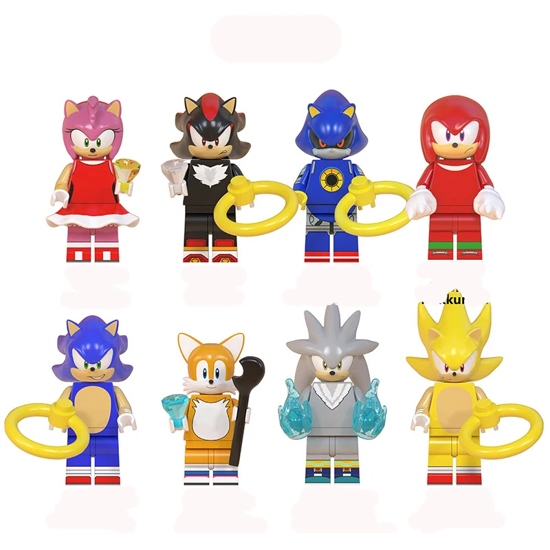 8PCS Set Super Sonic Action Game Figure Shadow Knuckles Girl Snow World Animal The Hedgehog Figures Toys | Игрушки и хобби