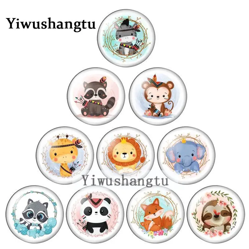 

New animals lion monkey elephant fox.cute lovely 12mm/20mm/25mm/30mm photo glass cabochon demo flat back Making findings