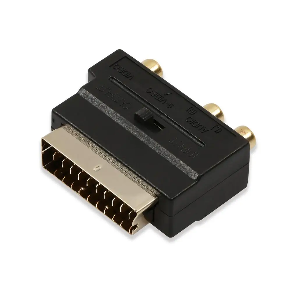 Onvian 20 контактов Scart штекер на 3 RCA розетка AV tv аудио S-видео адаптер Разъем
