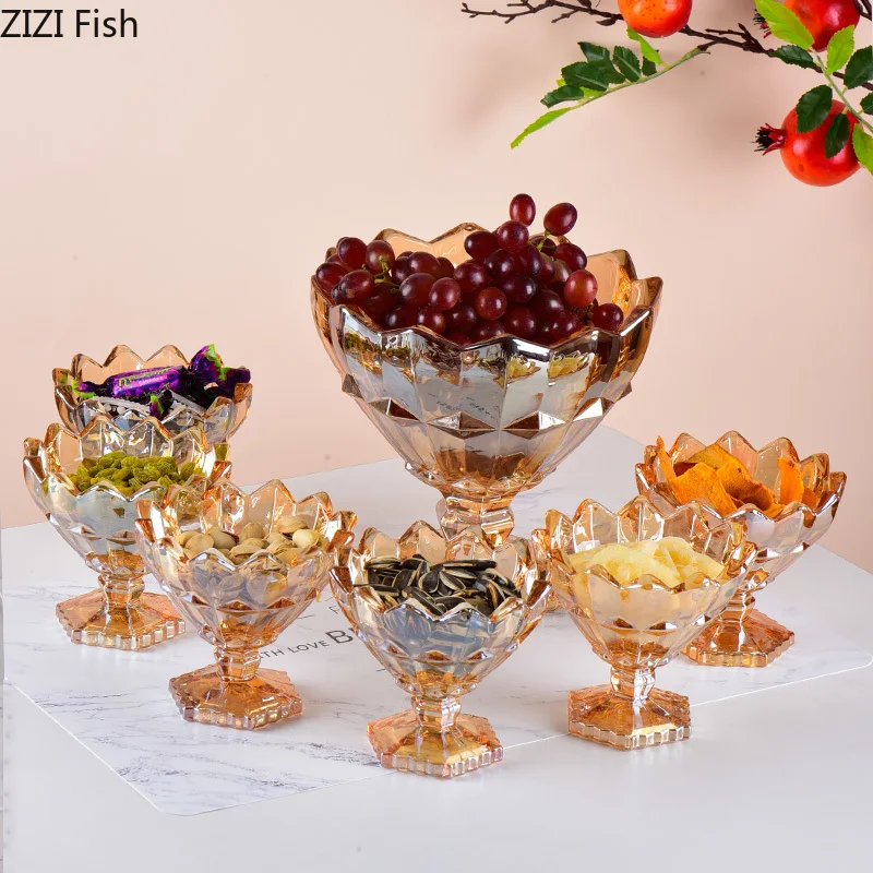 Стеклянный поднос для фруктов Настольный органайзер хранения витражного стекла
