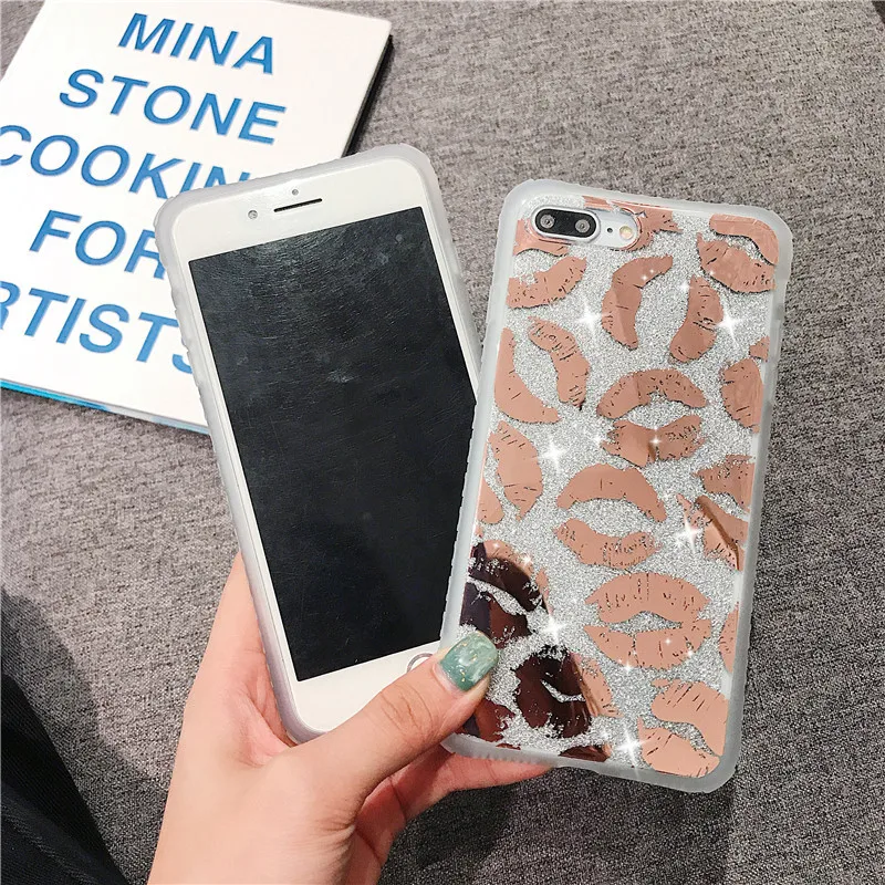 Мобильный телефон сумки для iPhone 6 6S 6Plus Plus 7 8 X XS Max блестящий розовый чехол