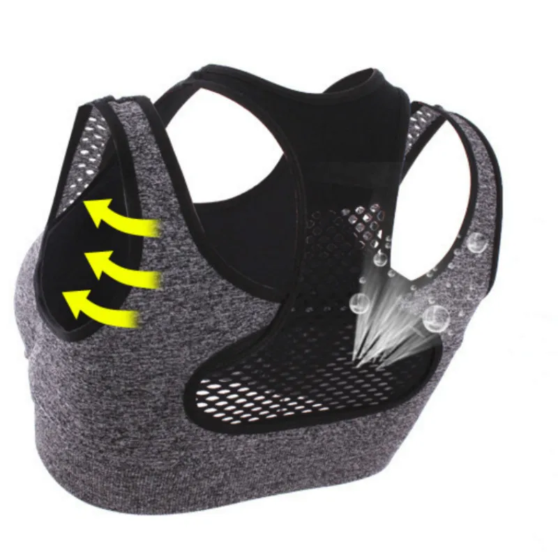 

Breathable Mesh Sports Bra,Women High Stretch Wire Free Padded Sports Top,Seamless Fitness Vest Absorb Sweat Yoga Bra
