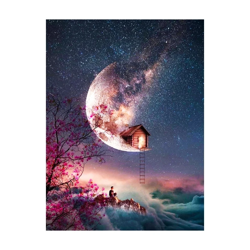 5D Алмазный вышитый Ночной пейзаж живопись &quotсделай сам&quot Луна набор со стразами
