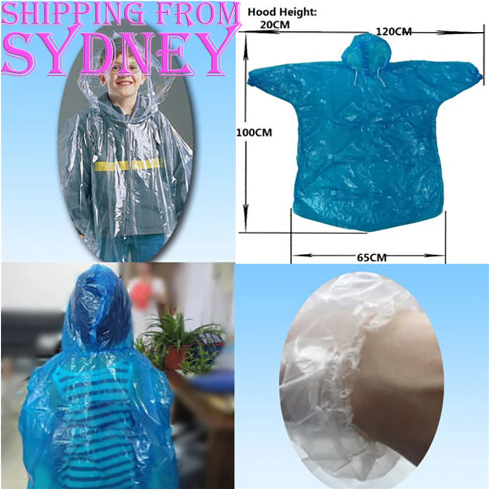 

Disposable Emergency Poncho Rain Coat Kids Raincoat Ponchos Child Travel Rain Suit Children's Hiking Water Resistant Cape Hood