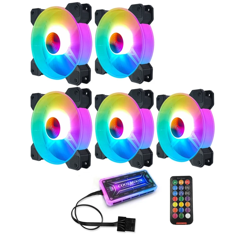

COOLMOON F-YH Computer Case PC Cooling Fan RGB Adjust 120mm Quiet + IR Remote New Computer Cooler RGB CPU Case Fan