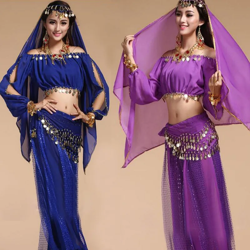 

4pcs/Set 2020 New Arrival Sexy Oriental Belly Dance Suits for Women Dancing Practising bellydance Costumes Design for Women