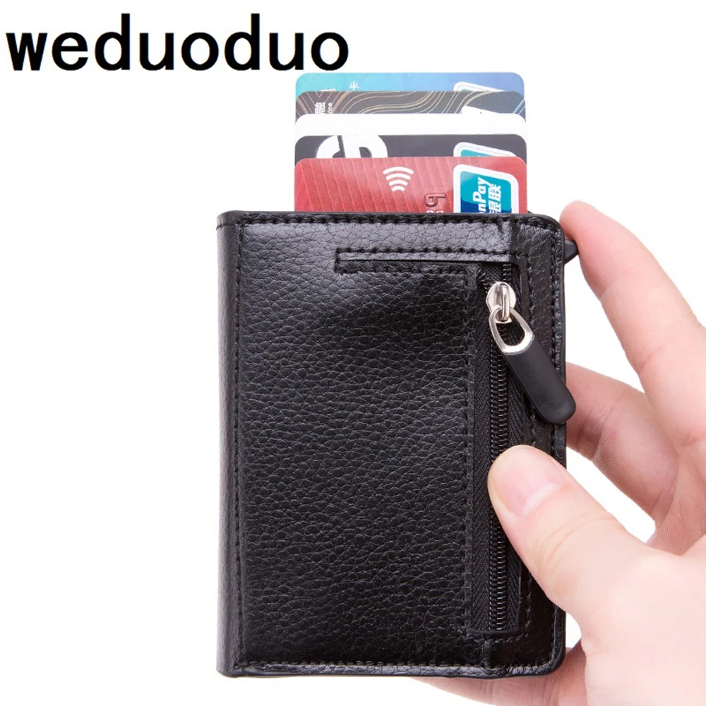 

Мужской алюминиевый кошелек с задней карманом, держатель для ID-карт, металлический мини-кошелек с блокировкой RFID, автоматический выдвижной кошелек для кредитных карт и монет, 2020