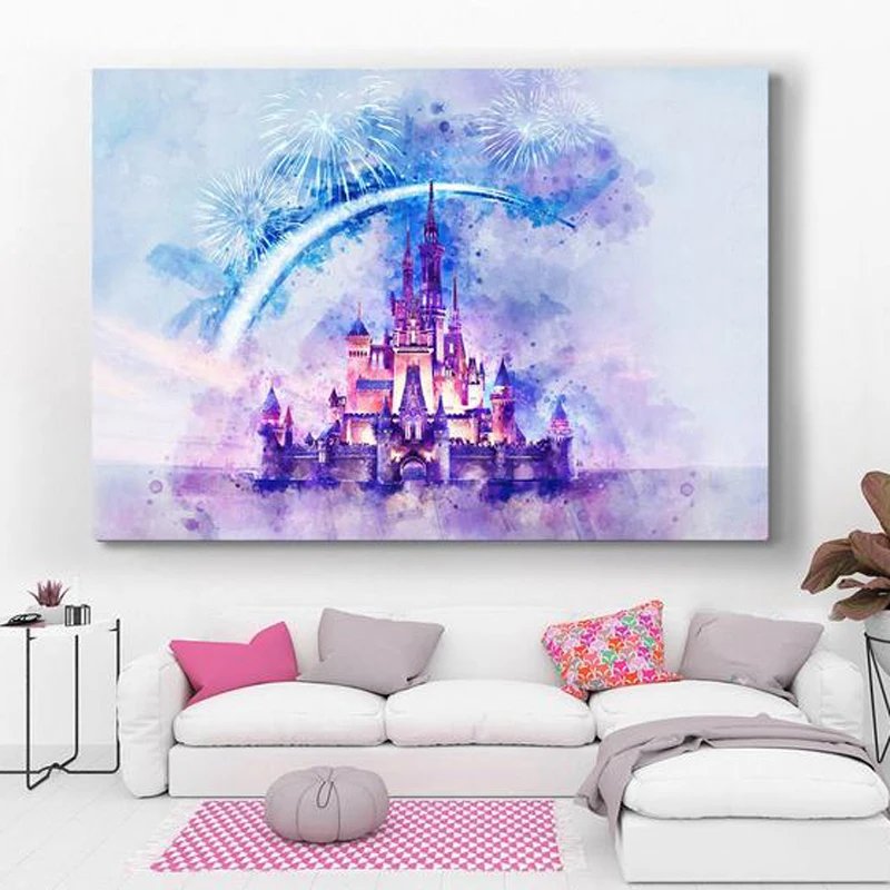 

Картина на холсте Disney «Спящая красавица», волшебный замок, настенные художественные аниме плакаты и принты, картины для гостиной, детей, укр...