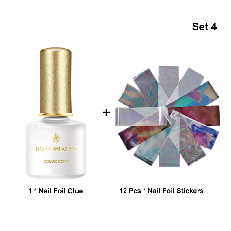 Set 4 BORN PRETTY 6 мл клей для фольги 3D переводит печать гелевая наклейка клей прозрачный клей со звездочками для Фольга для ногтей переводная бумага - Цвет: Set 4