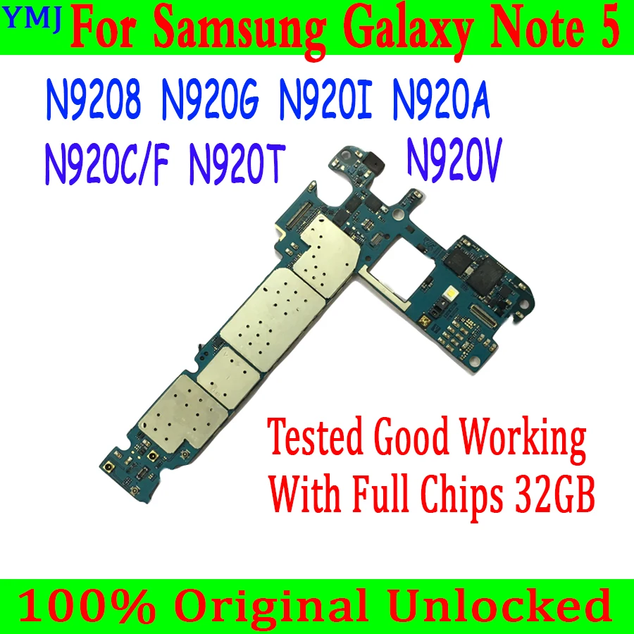 

Full Tested 32GB For Samsung Galaxy Note 5 N9208 N920V N920A Motherboard 100% Original Unlocked With Android System Logic Board