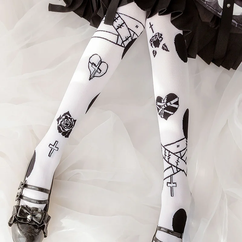 

Origional Lolita Socks White Series Knitting Long Stockings Harajuku Gothic Knee Socks Lolita Style Socks