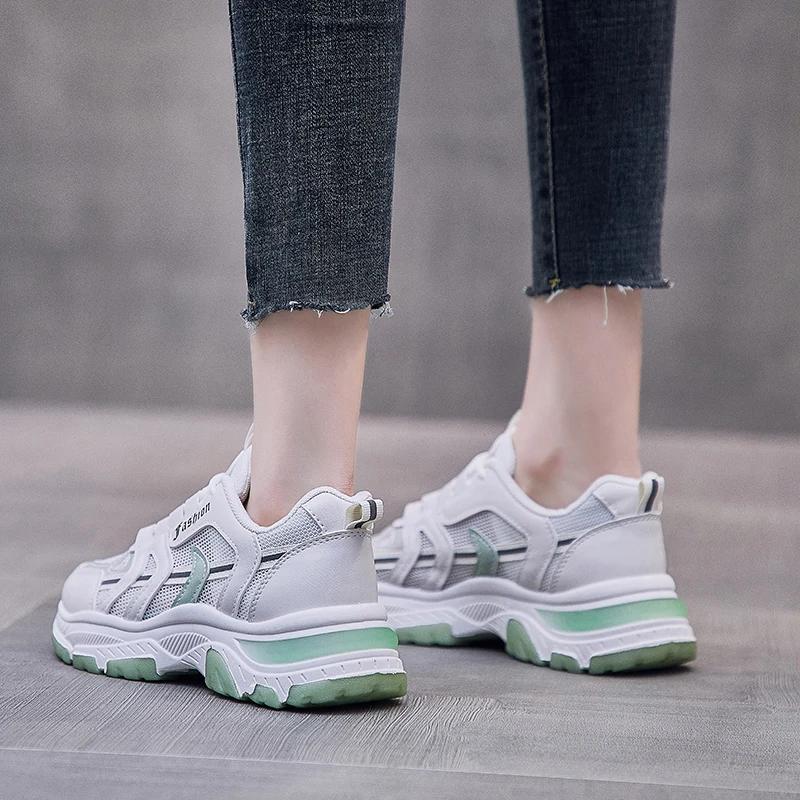 

2021 Summer New Korean Female Breathable Sports Shoes Female I Casual Shoes Trend Platform Sneakers Women Shoes Patchwork