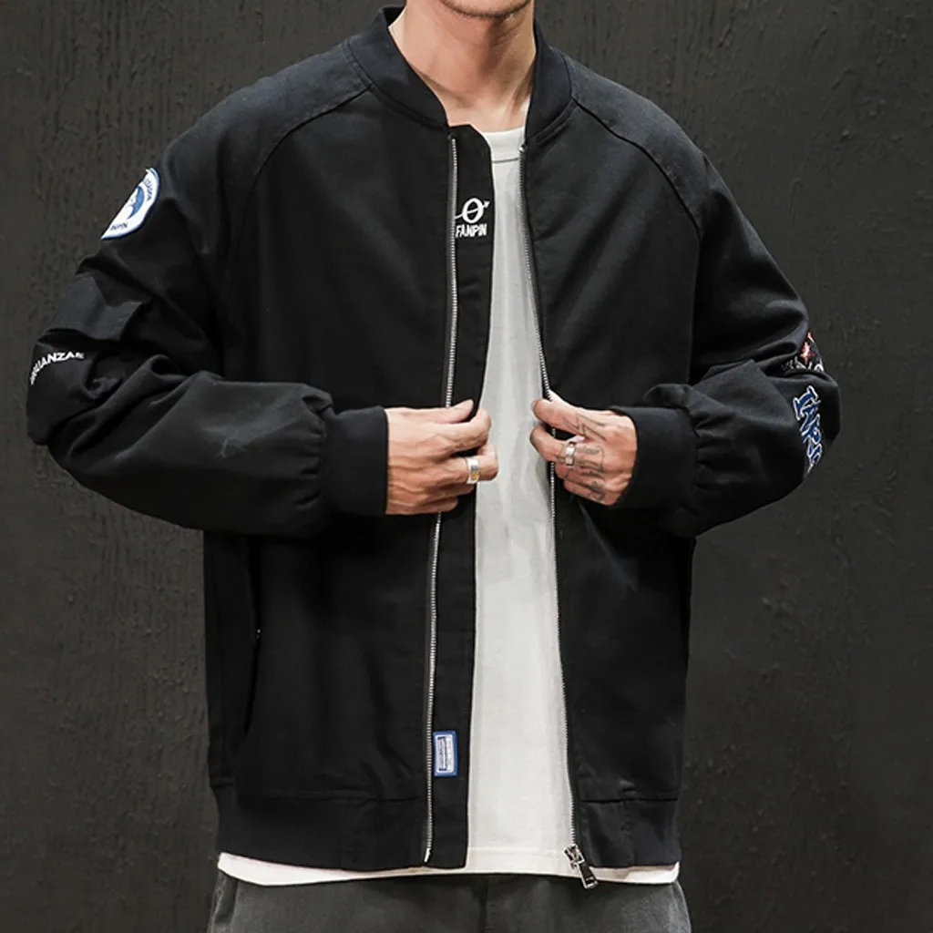 SAGACE мужская повседневная однотонная куртка на молнии большого размера