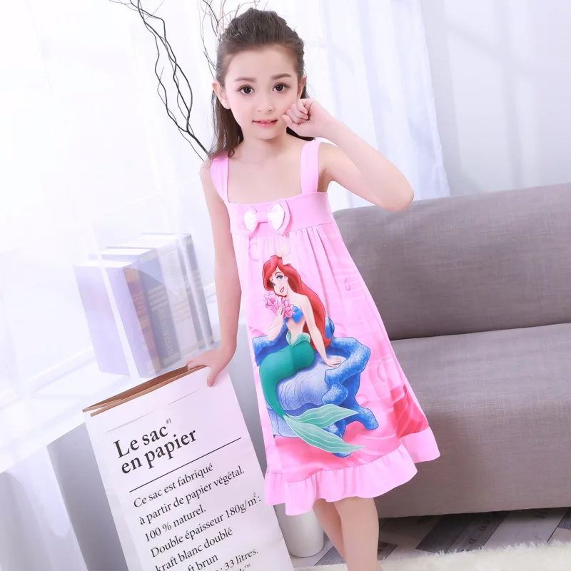 Anna Elsa Dress Girls Nightdress Clothes Summer Cartoon Nightgown Children Clothing Short Sleeved Pajamas Kids Homewear | Детская одежда