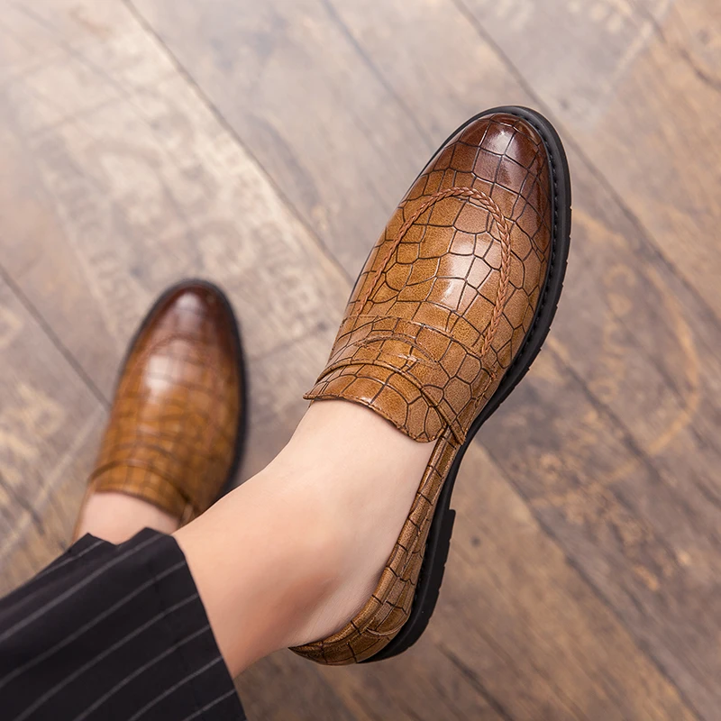 Лоферы мужские кожаные без застежки Мокасины на шнуровке повседневная обувь