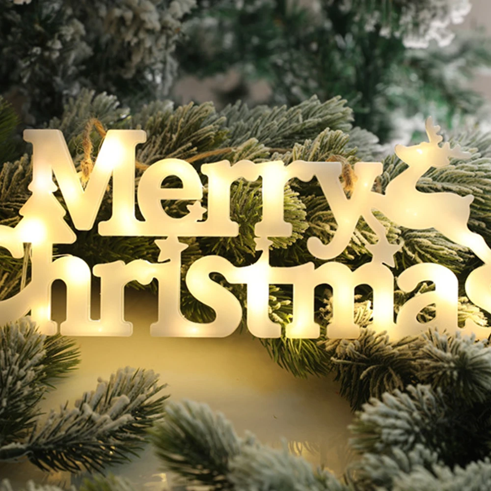 

Светильник с надписью "Merry Christmas", рождественские украшения, подвесной светильник для рождественской елки, украшение для домашвечерние, свет...