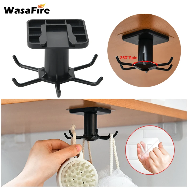 

Kitchen Rotary Hook Wall Mounted Kitchenware Storage Rack Accessories Cabinet Organizer Hook Up Storage Rack Spoon Hanger
