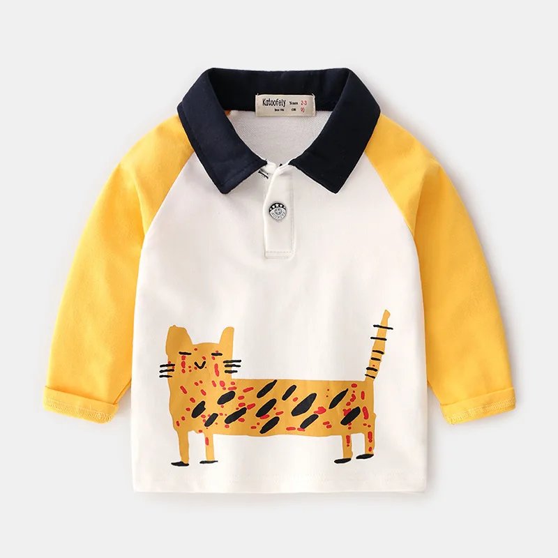 2019 Детская Поло осеннее рубашка хлопковая Футболка для мальчиков Топ детский