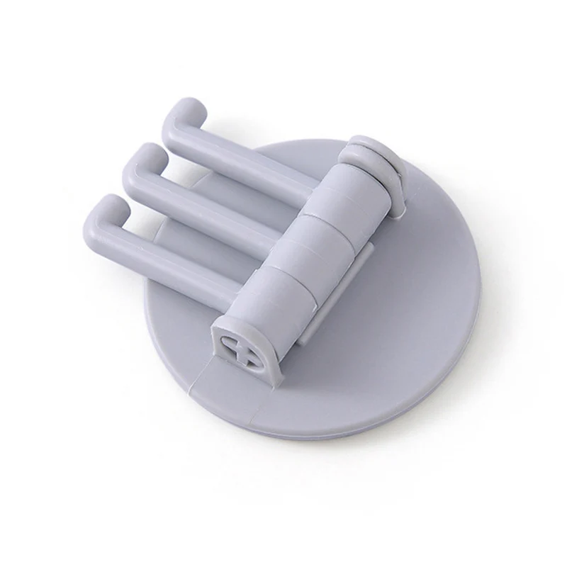 

5pcs Non-trace Paste Rotary Hook Kitchen Bathroom Wall Hook Home Plain Hook Nail Free Stick Hook 3 Hook