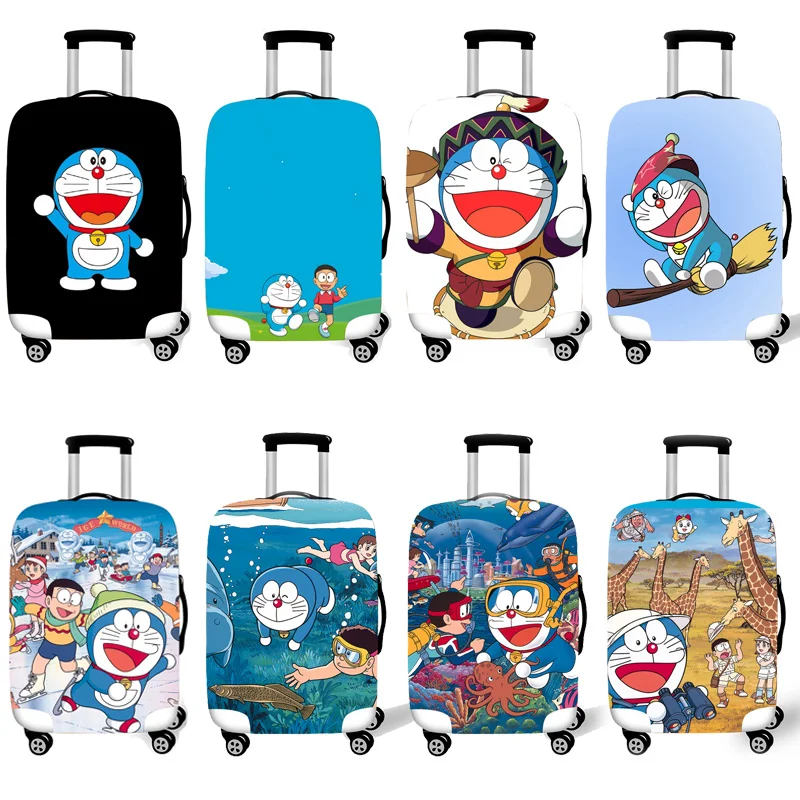 Funda protectora elástica para equipaje, cubierta protectora para maleta, fundas para carrito, accesorios de viaje 3D, patrón de Doraemon