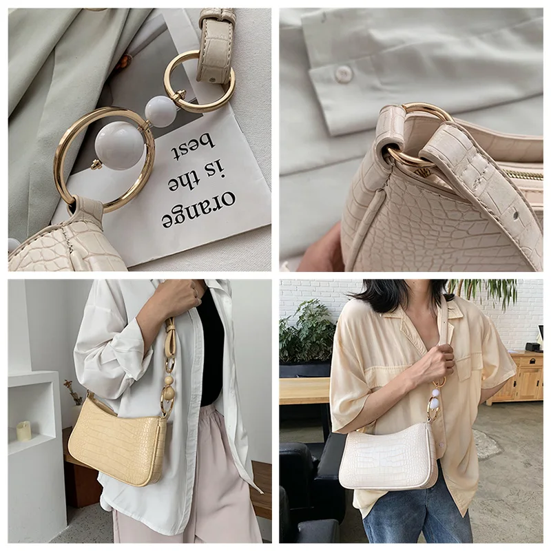 

Retro Alligator Skin Pattern Female Small Handbags Short Strap Shoulder Bags Phone Purse Evening Clutch High Quality PU Leather