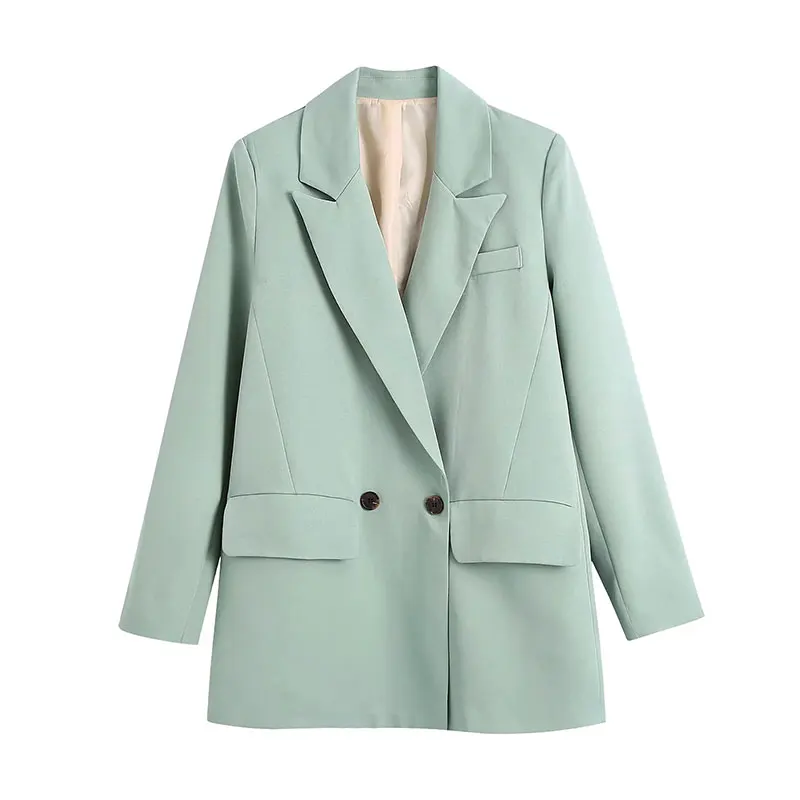 

Женский офисный двубортный Блейзер Nlzgmsj Za, винтажное пальто с отложным воротником и длинным рукавом, верхняя одежда, 202109