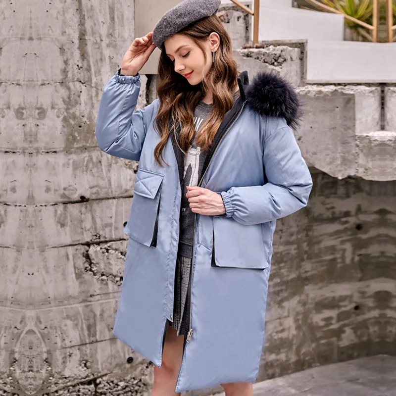 Зимний пуховик женский длинный Женский Двусторонний зимняя верхняя одежда